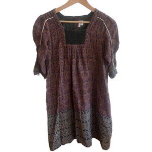 YO BABY- Bohemian dress with elastic smocking at neckline- Size S-Gently worn